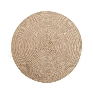 6Pcs Round Table Mat Woven Ramie Placemats