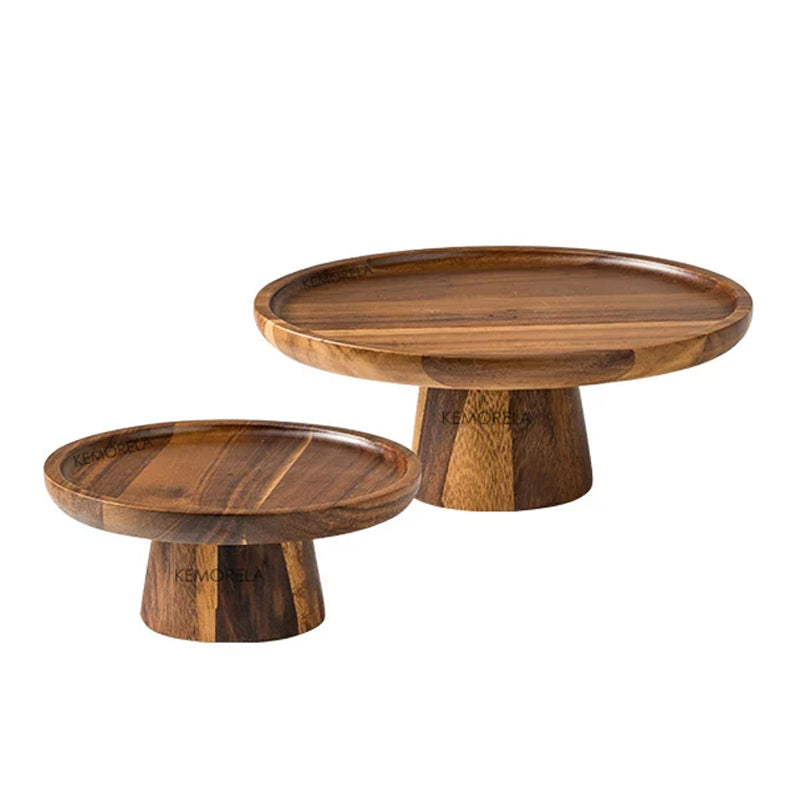 Acacia Wood Creative High-Foot Cake Plate