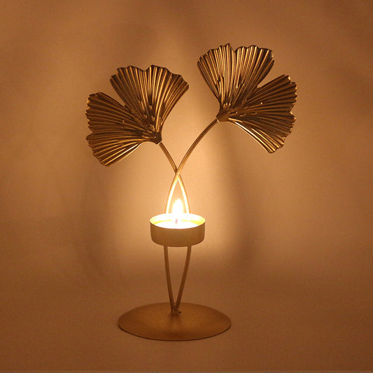 Golden Ginkgo Leaf Candlestick