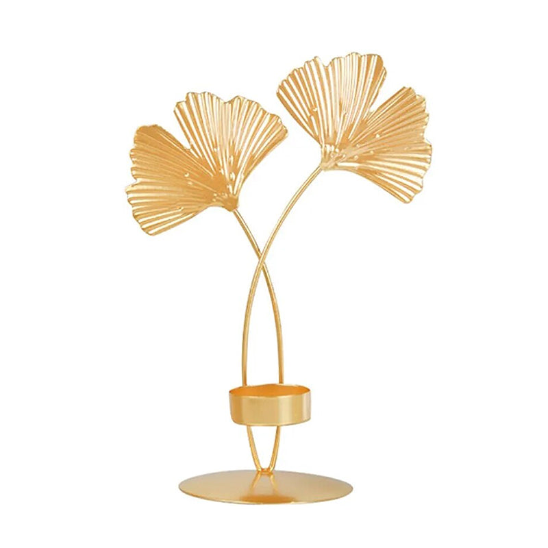 Golden Ginkgo Leaf Candlestick